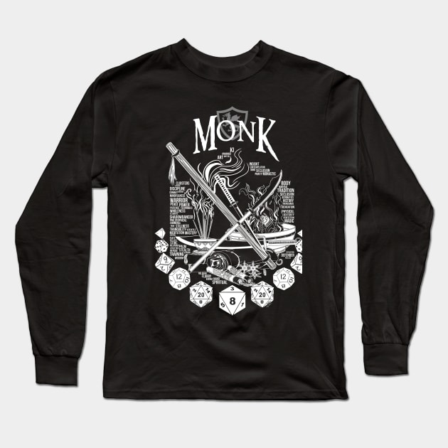 RPG Class Series: Monk - White Version Long Sleeve T-Shirt by Milmino